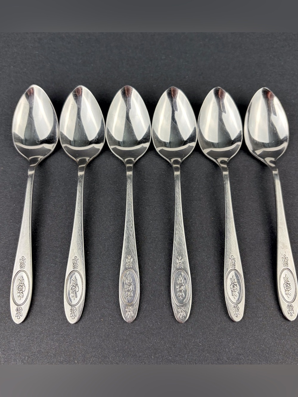 Oneida Deluxe Stainless POLONAISE Set of Six Teaspoons USA Flatware 6 1/8 in